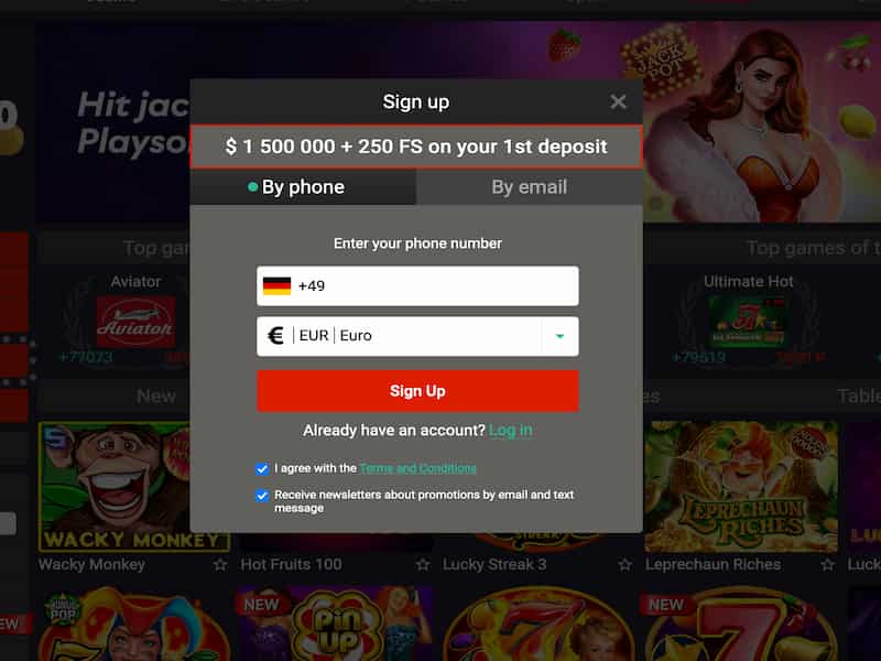 Login auf der offiziellen Webseite von Pin-Up-Kasino für Hit Slot-Spiel